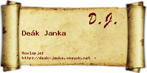 Deák Janka névjegykártya